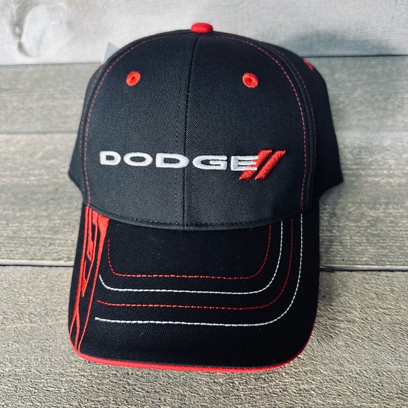 Dodge Motors Promo Baseball Cap Hat Black Red White Adjustable New - Picture 1 of 8